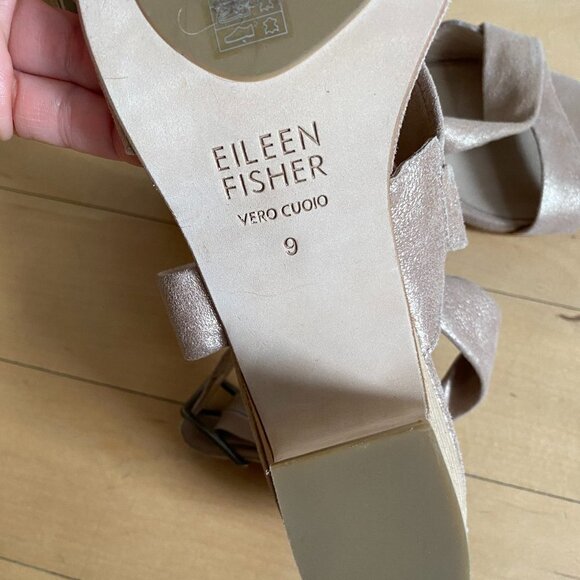 EILEEN Fisher "Patsy" Light Gold Block Heel Sandal - Picture 6 of 9